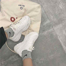 Load image into Gallery viewer, White Women Mid Top Chunky Sneaker With Lace
